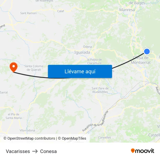 Vacarisses to Conesa map