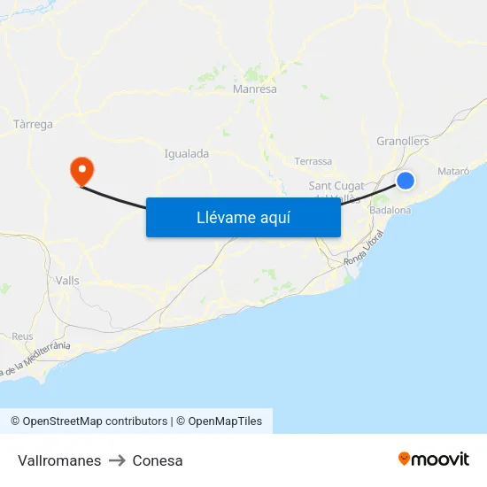 Vallromanes to Conesa map
