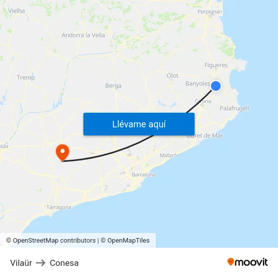 Vilaür to Conesa map