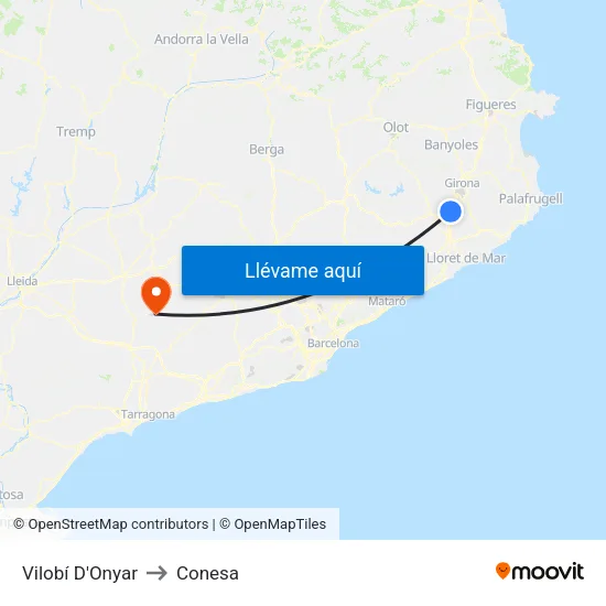 Vilobí D'Onyar to Conesa map