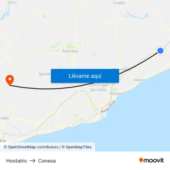 Hostalric to Conesa map