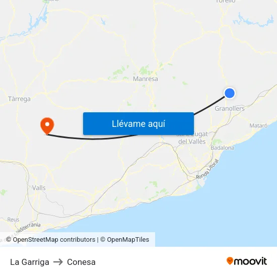La Garriga to Conesa map