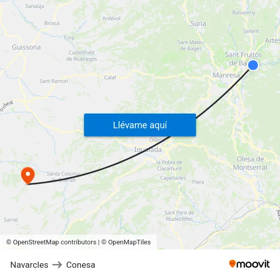 Navarcles to Conesa map