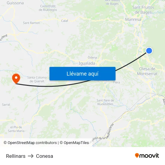 Rellinars to Conesa map