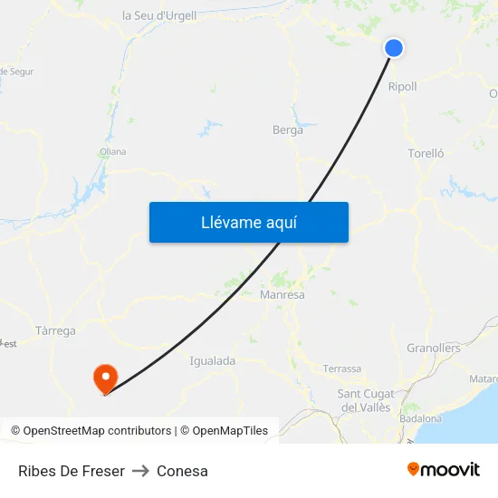 Ribes De Freser to Conesa map