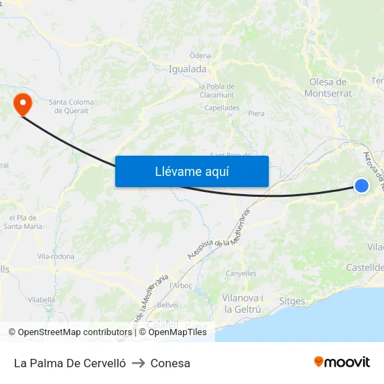 La Palma De Cervelló to Conesa map