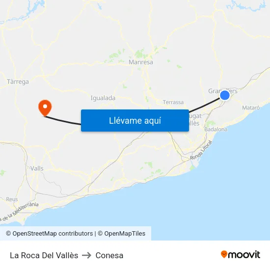 La Roca Del Vallès to Conesa map