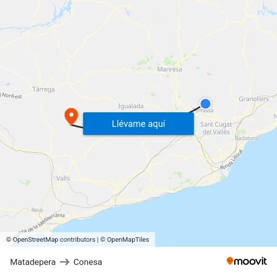 Matadepera to Conesa map