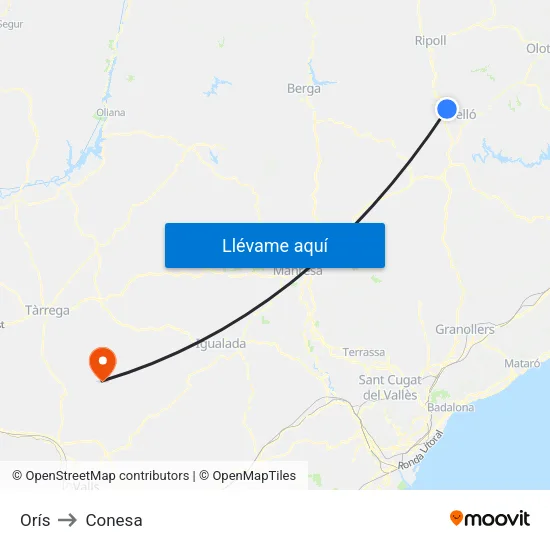 Orís to Conesa map