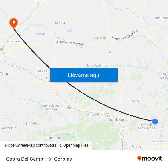 Cabra Del Camp to Corbins map