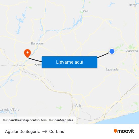 Aguilar De Segarra to Corbins map