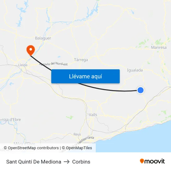 Sant Quintí De Mediona to Corbins map