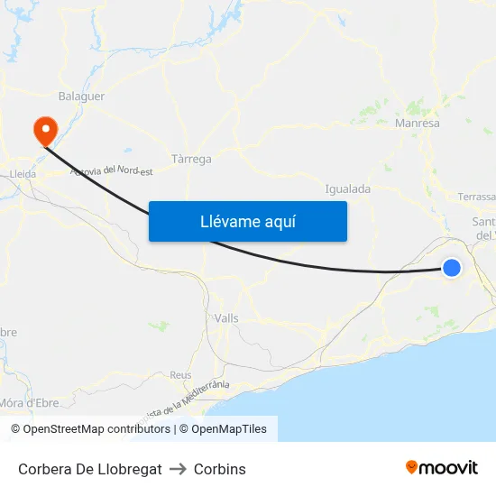 Corbera De Llobregat to Corbins map