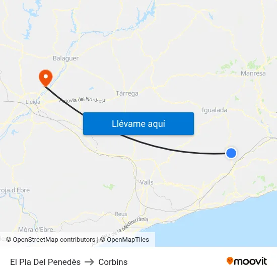 El Pla Del Penedès to Corbins map