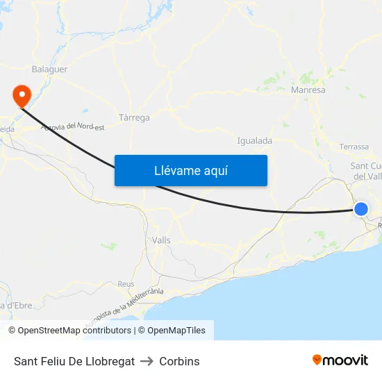 Sant Feliu De Llobregat to Corbins map