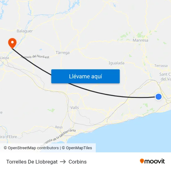 Torrelles De Llobregat to Corbins map