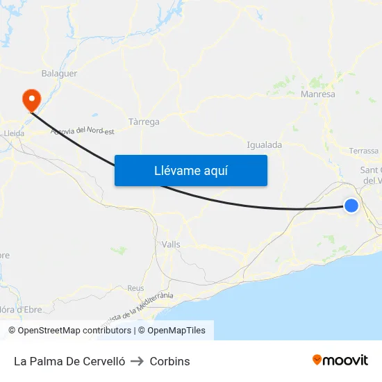 La Palma De Cervelló to Corbins map