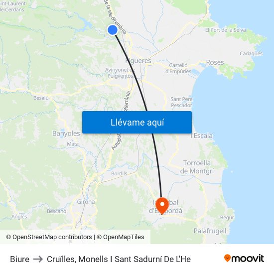 Biure to Cruïlles, Monells I Sant Sadurní De L'He map