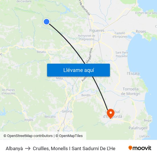Albanyà to Cruïlles, Monells I Sant Sadurní De L'He map