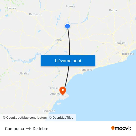 Camarasa to Deltebre map