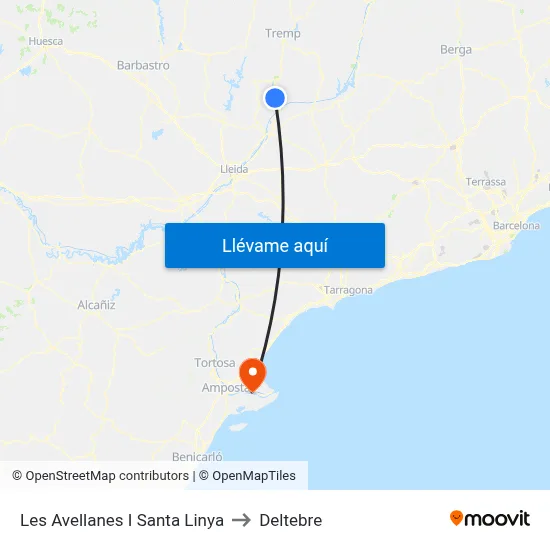 Les Avellanes I Santa Linya to Deltebre map