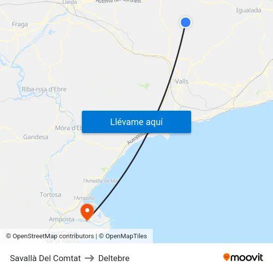 Savallà Del Comtat to Deltebre map