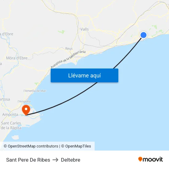 Sant Pere De Ribes to Deltebre map