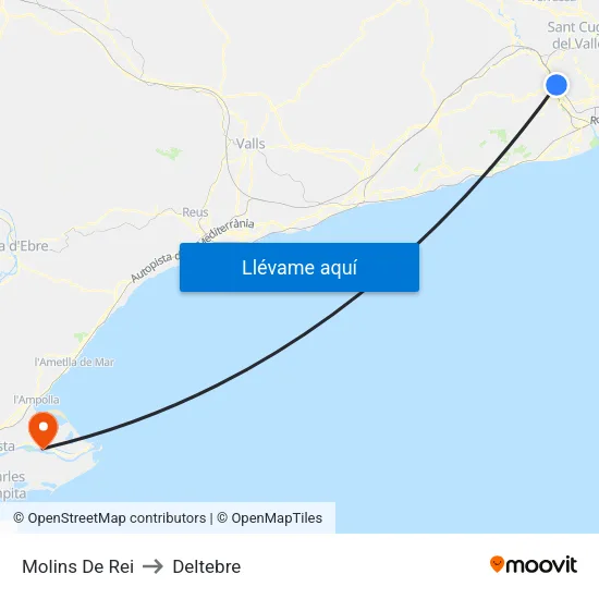 Molins De Rei to Deltebre map