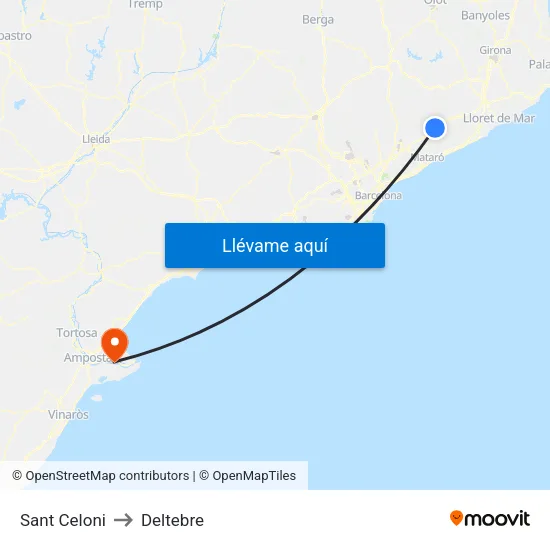 Sant Celoni to Deltebre map