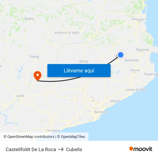 Castellfollit De La Roca to Cubells map