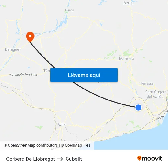 Corbera De Llobregat to Cubells map
