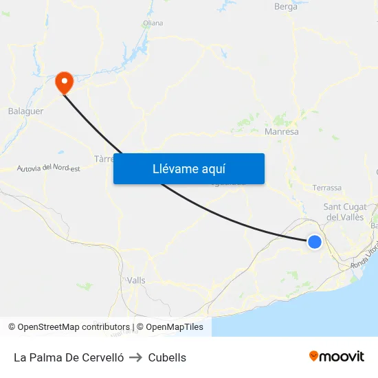 La Palma De Cervelló to Cubells map