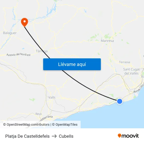 Platja De Castelldefels to Cubells map