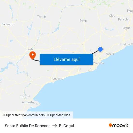 Santa Eulàlia De Ronçana to El Cogul map