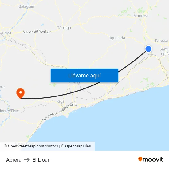Abrera to El Lloar map