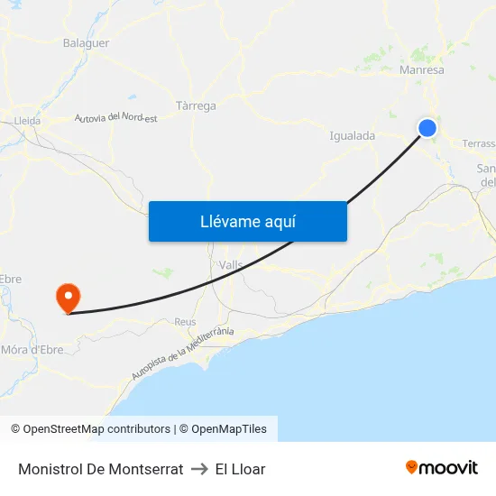Monistrol De Montserrat to El Lloar map