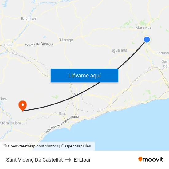 Sant Vicenç De Castellet to El Lloar map