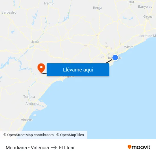 Meridiana - València to El Lloar map