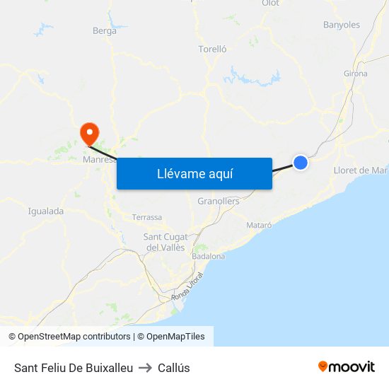 Sant Feliu De Buixalleu to Callús map