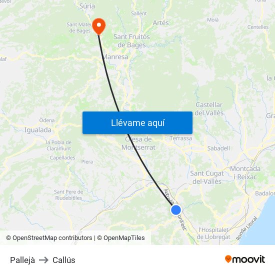 Pallejà to Callús map
