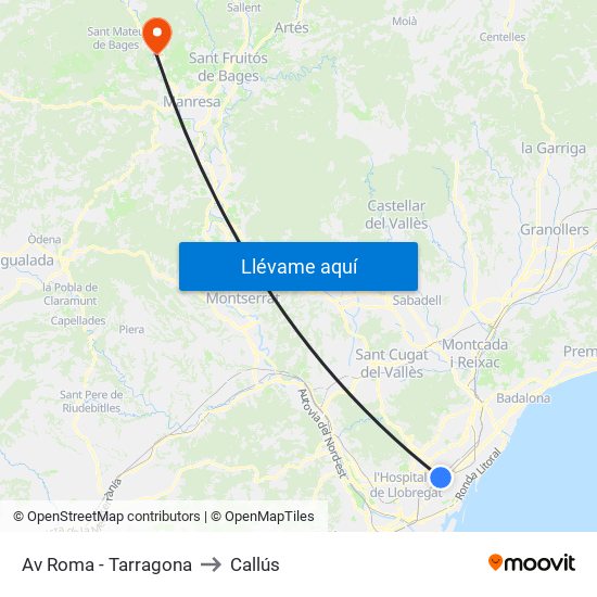 Av Roma - Tarragona to Callús map