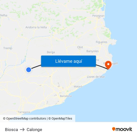 Biosca to Calonge map