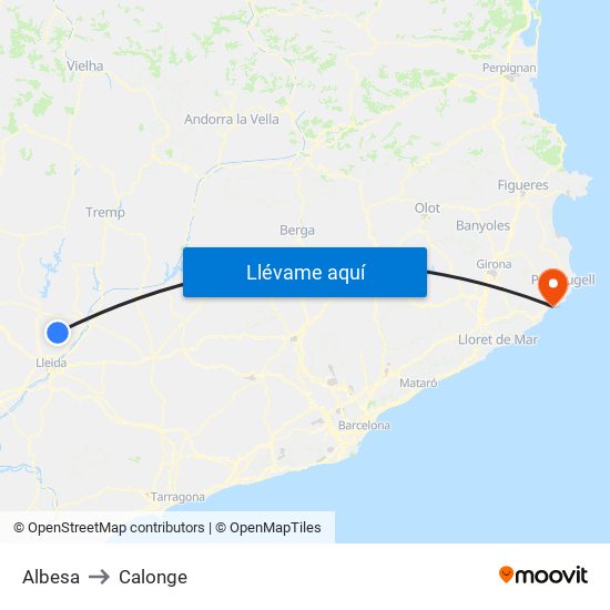 Albesa to Calonge map