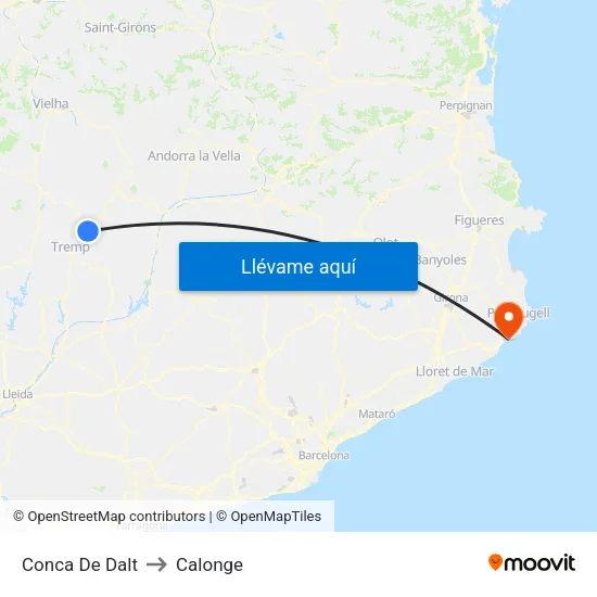 Conca De Dalt to Calonge map