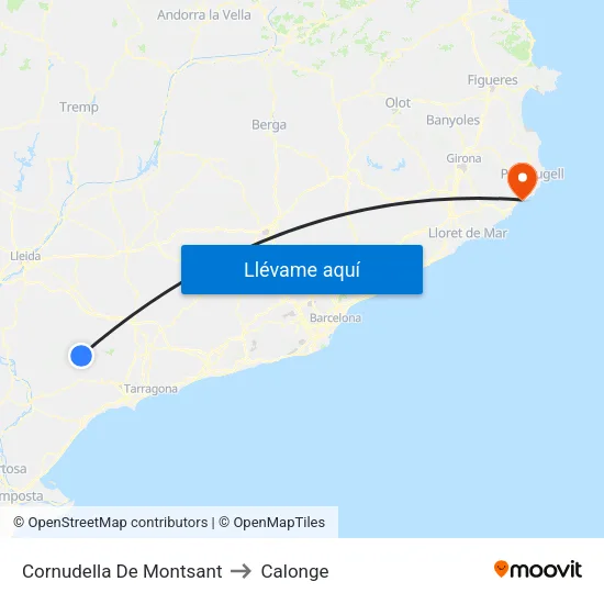 Cornudella De Montsant to Calonge map