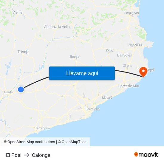El Poal to Calonge map