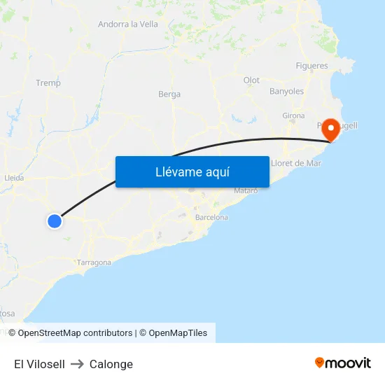 El Vilosell to Calonge map