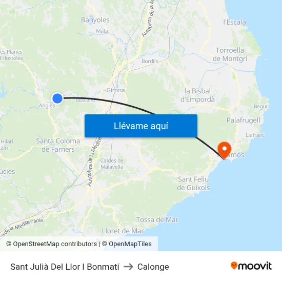Sant Julià Del Llor I Bonmatí to Calonge map