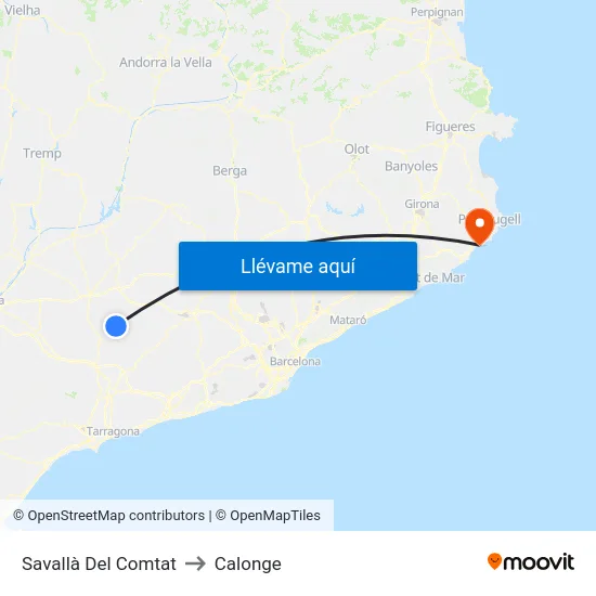 Savallà Del Comtat to Calonge map