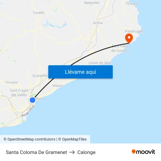 Santa Coloma De Gramenet to Calonge map
